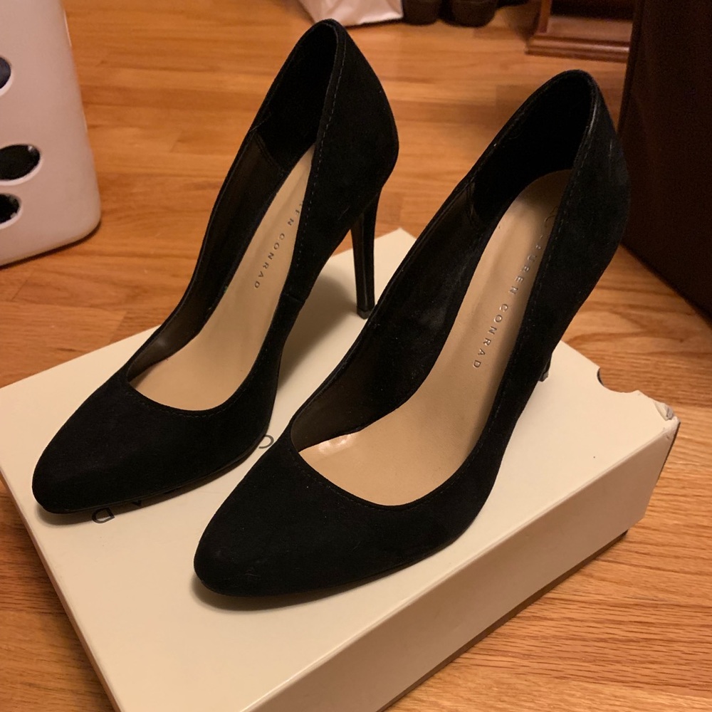 Lauren Conrad black suede heels, worn once